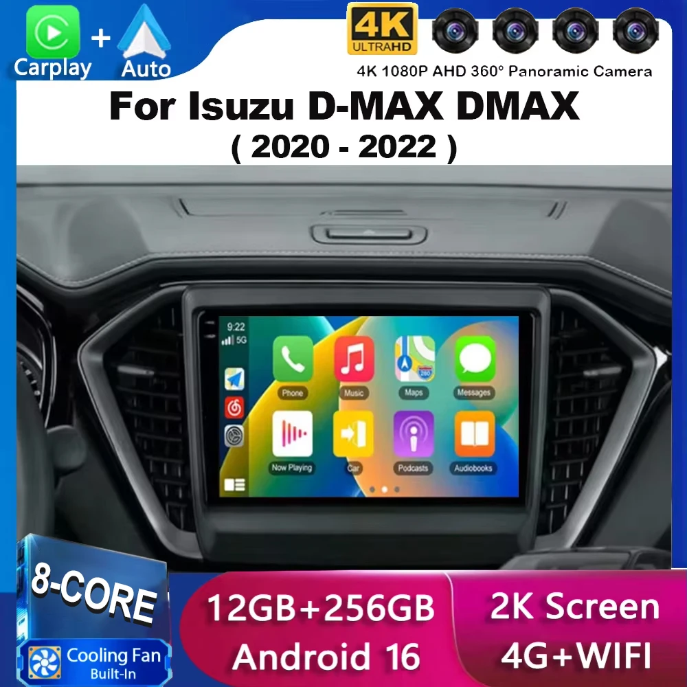 Android 16 For Isuzu D-MAX DMAX 2020 - 2022 Carplay Auto Car Radio Multimedia Video Player Navigation GPS No 2Din 2 Din DVD