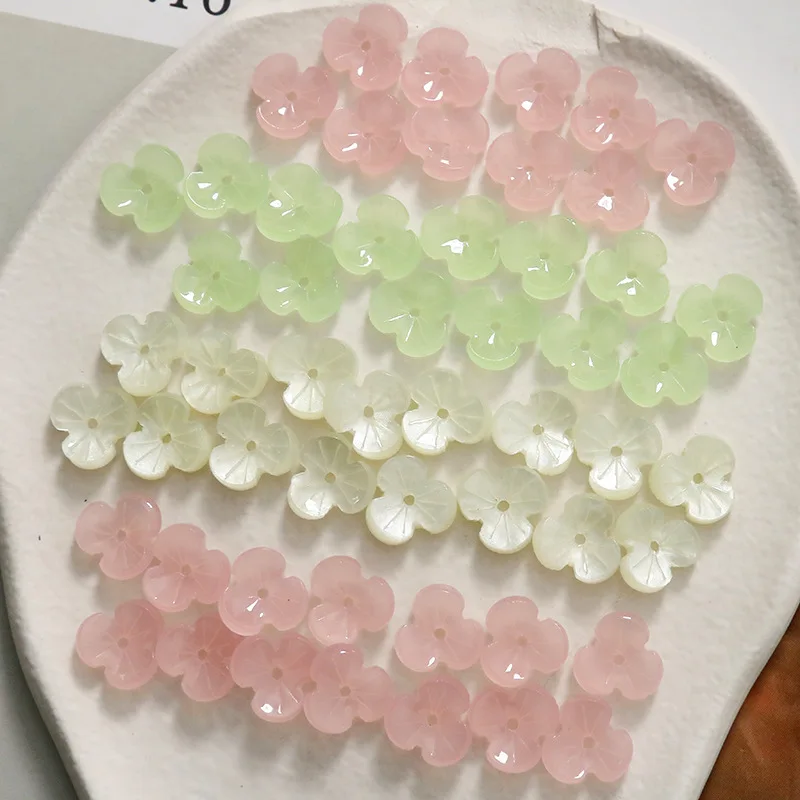 

New style 100pcs/lot color print cartoon flowers shape acrylic florals beads diy jewelry earring/garment/hair accessory