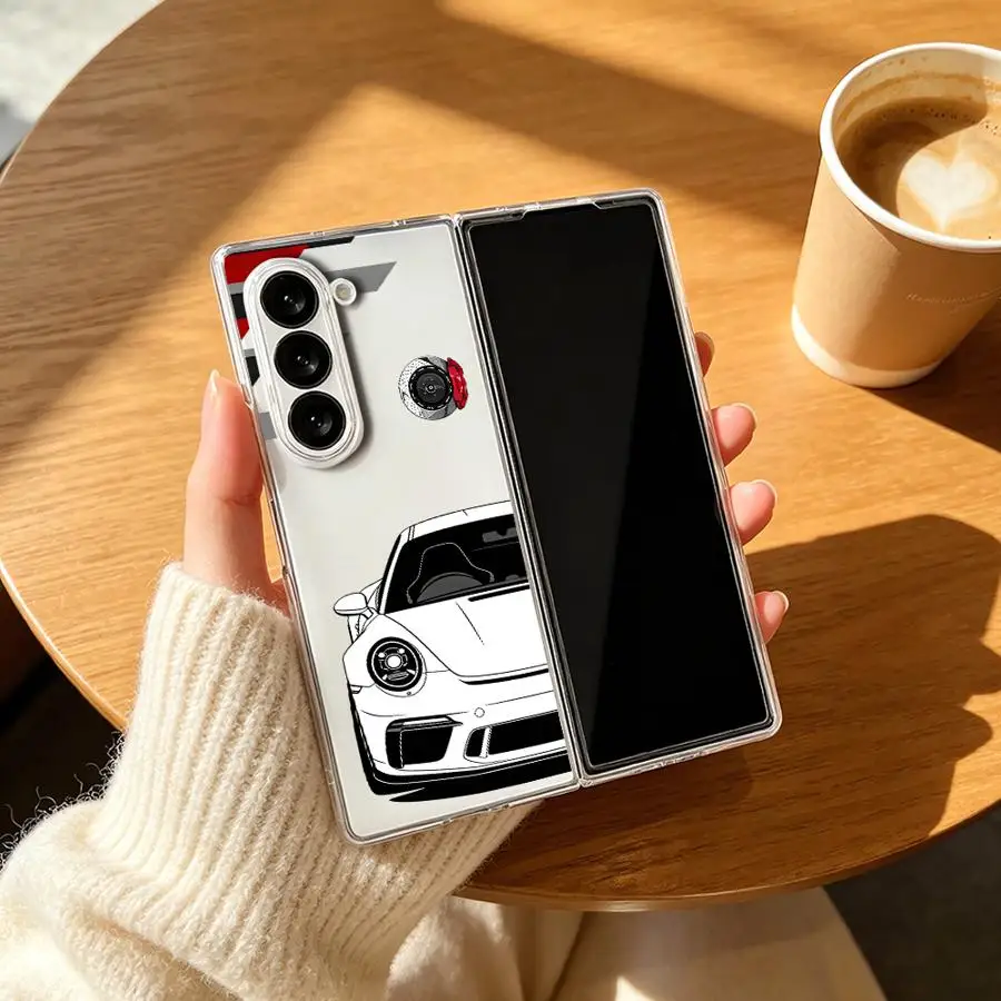 Transparent Soft Phone Cover Case for Samsung Galaxy ZFold5 Z Fold 7 6 5 4 3 ZFold7 ZFold4 ZFold6 ZFold3 Sport Car JDM