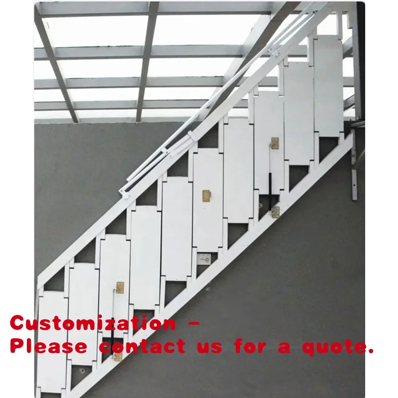 Customize.Australian/American Style Modern Black Powder Coated Steel Folding Telescopic Staircase-Durable &