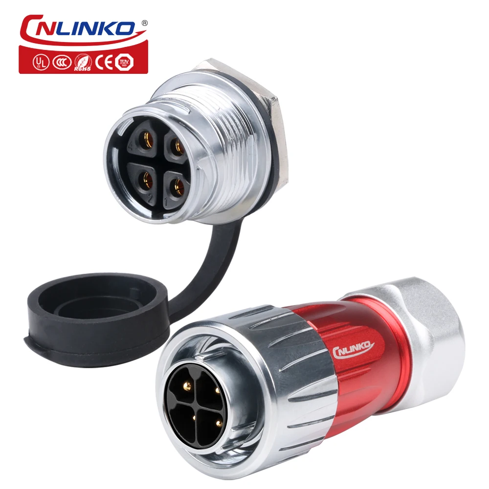 CNLINKO M20 4 Pin Metal Shell Male Female Cable Circular Connector DH20 IP68 Waterproof Plug Socket Anti-retreat Anti-vibration