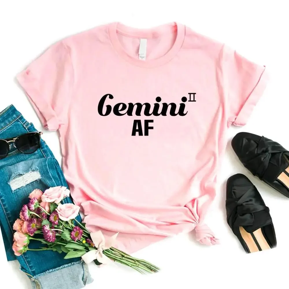 Camiseta com estampa AF de Gêmeos feminina, vintage casual, blusa solta para menina, gráfica, macia, criativa, respirável, manga curta, camiseta hipster