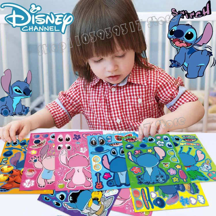 

2024 Lilo & Stitch Disney Puzzle Stickers Anime Cartoon Stitch Changing Stickers Puzzle DIY Toys Children's Christmas Gifts