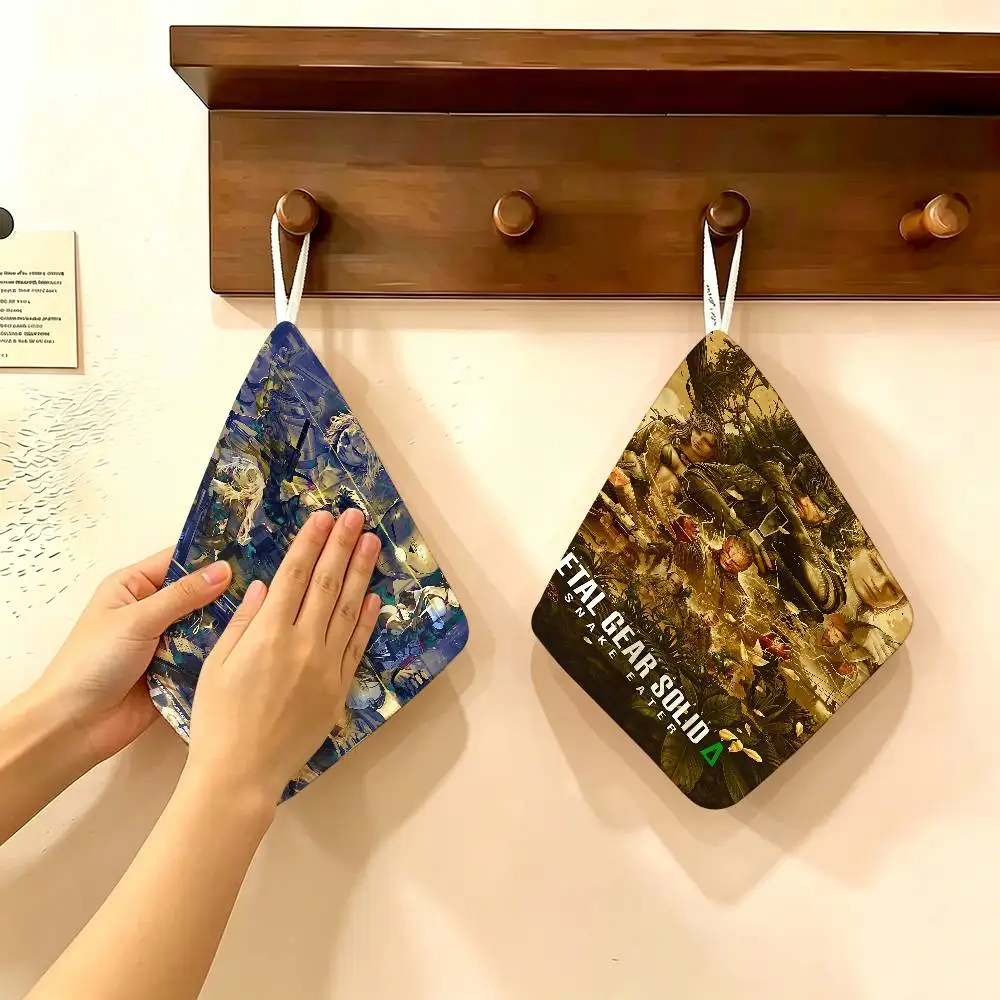 Game Metal Gear Polyester Cotton Hanging Kitchen Towel, Soft Hand Wiping Towel, Reusable for Kitchen Bathroom Home