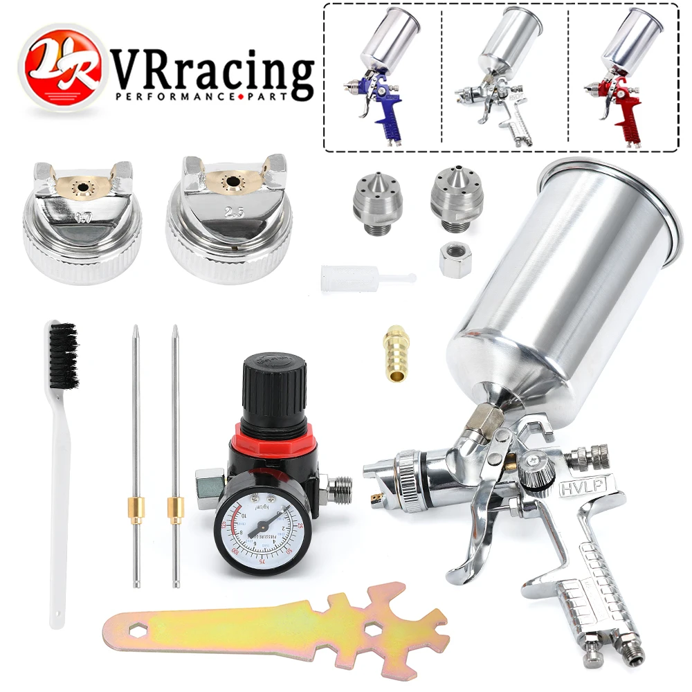 

2.5mm Professional HVLP Spray Gun HVLP Gravity Feed SPRAY GUN Kit With Regulator Paint Primer Metal Flake 1L DIY Spray Paint Kit