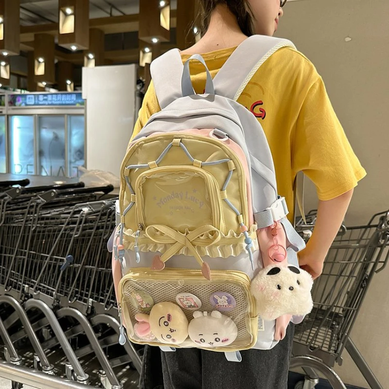 

Милая прозрачная сумка через плечо с ремешком, вместительная повседневная сумка-кроссбоди, милый рюкзак