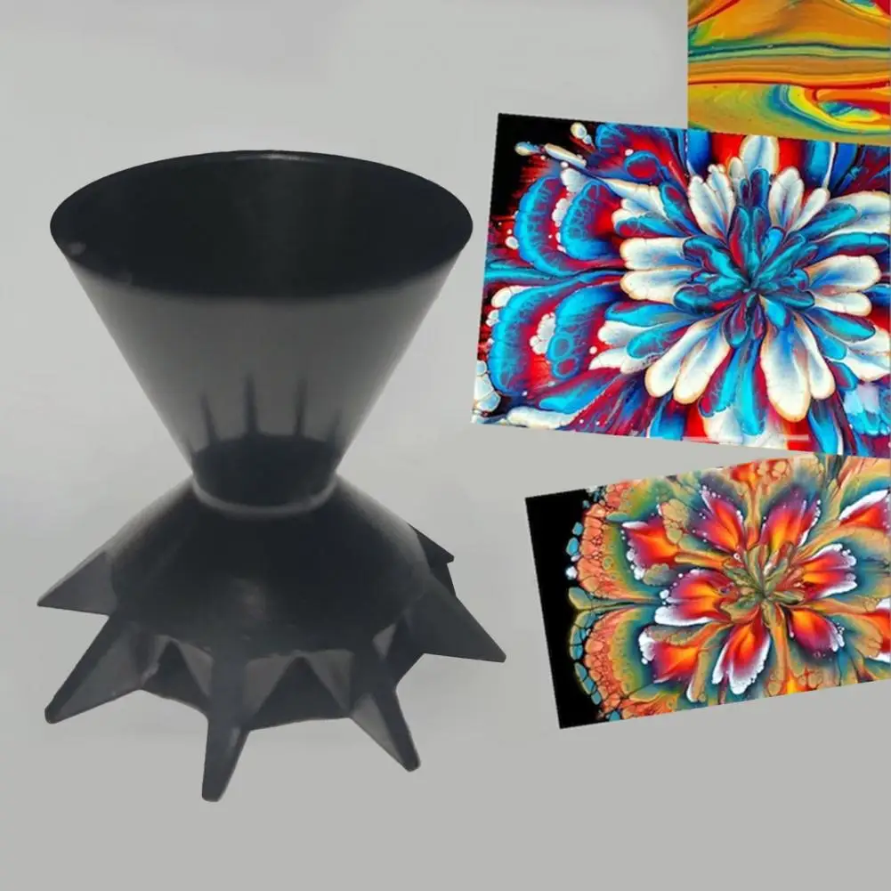 

Flower Painting Pouring Cup Acrylic Paint Pouring Tool Set Flower Painting Funnel Cup Black Flower Pitcher Reusable for Art