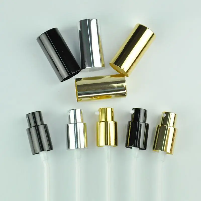 10-100pcs Essential Oil Bottles Black/gold/silver Atomized  18/410 Aluminum Spray Nozzle Emulsion Pump Lotion Pump Press Bottle