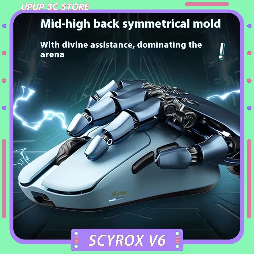SCYROX V6 Gaming Mouse Pixart 3950 Omoron Switches Web Based Software 8K Dongle Included 