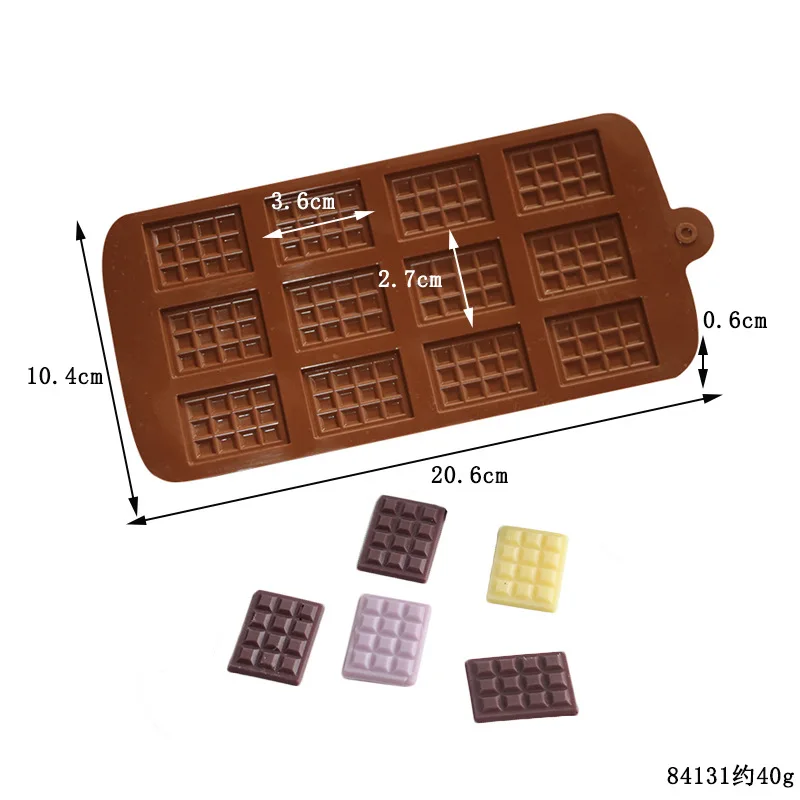 Silicone Chocolate Mold 12 Holes Waffle Chocolate Mold Fondant DIY Candy Bar Mould Cake Decoration Tools Kitchen Baking