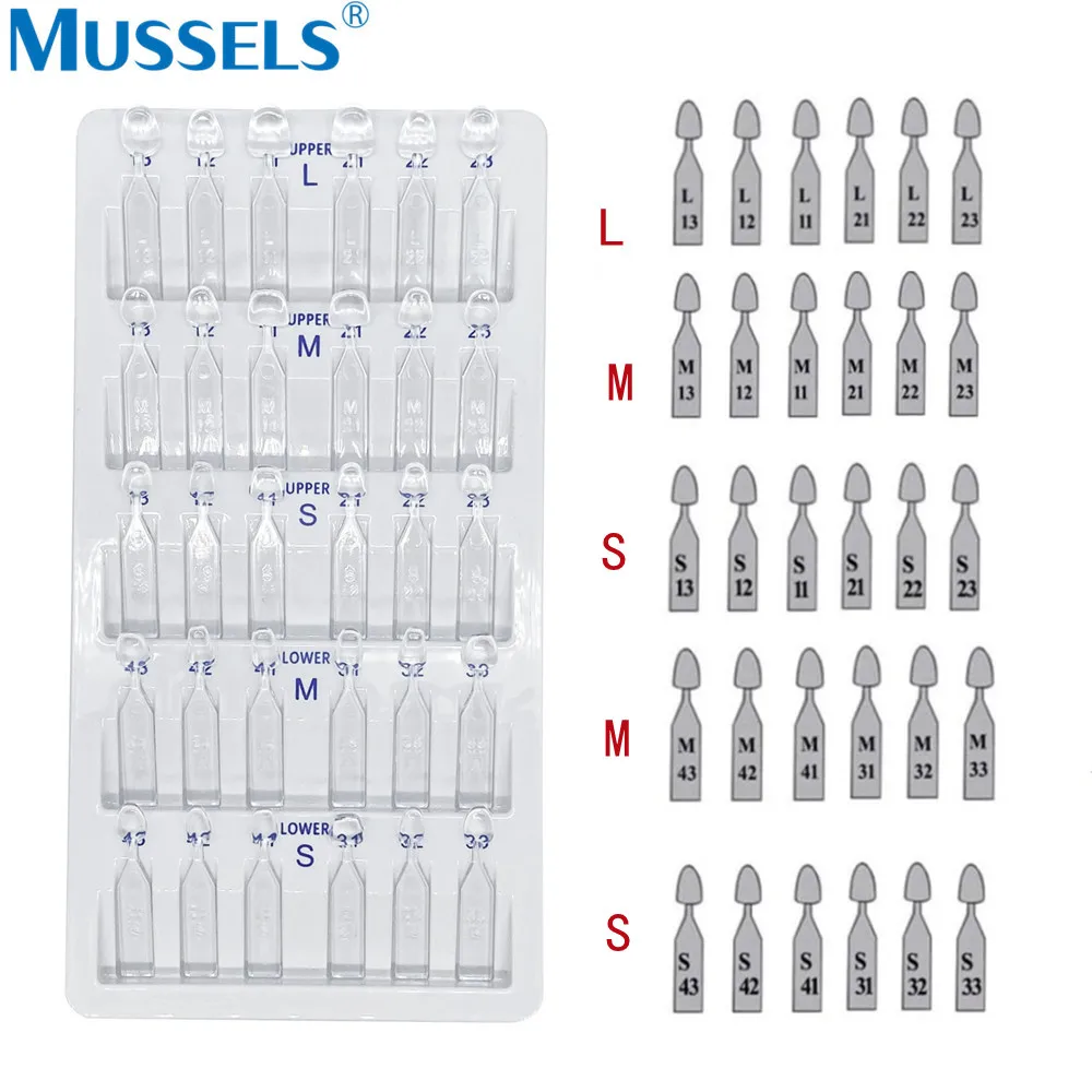 Kit de Moldes De Folheado Dentário, Molde De Resina Composto, Enchimento De Cura Leve, Dentes Frontais Anteriores, Ferramentas De Clareamento Dentista, Laboratório, 30Pcs por Conjunto