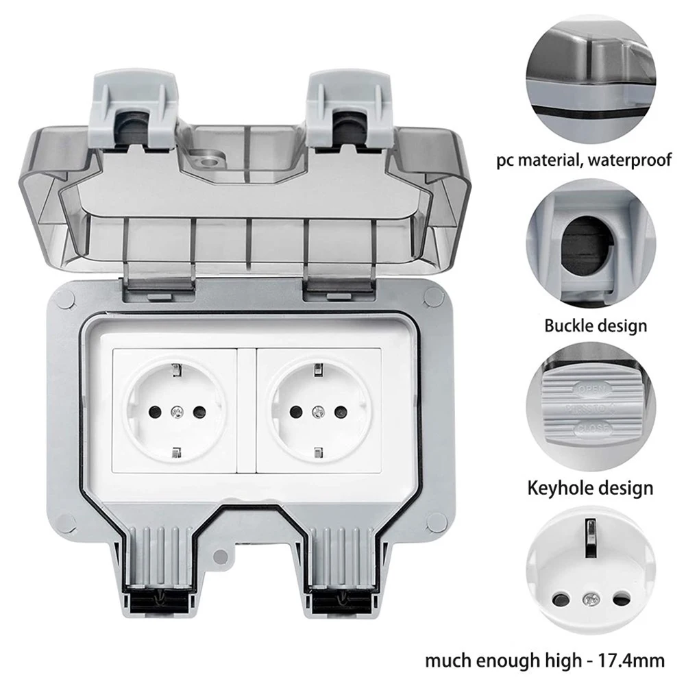 

Power Socket Electrical Socket Factory 13A AC220~250V Accessories EUstandard Panel IP66 Waterproof Replacement