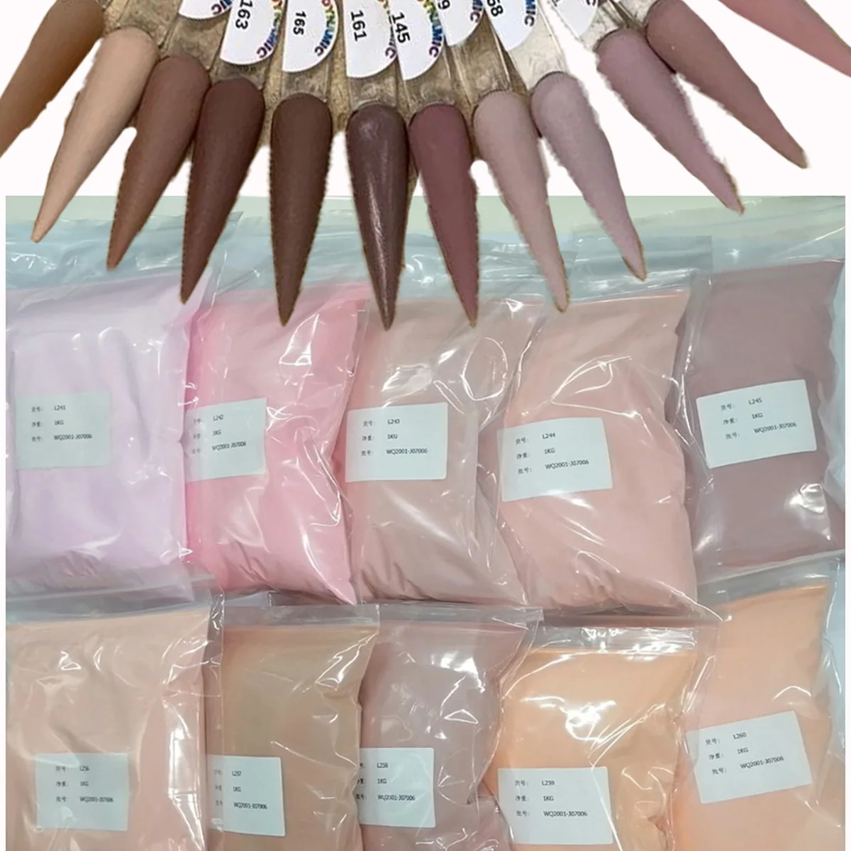 100g Nude Nail Acrylic Powder,10 Color Crystal Pink Brown Extension/Dipping French Acrylic Nail Art Powder  Monomer Supplies Kit