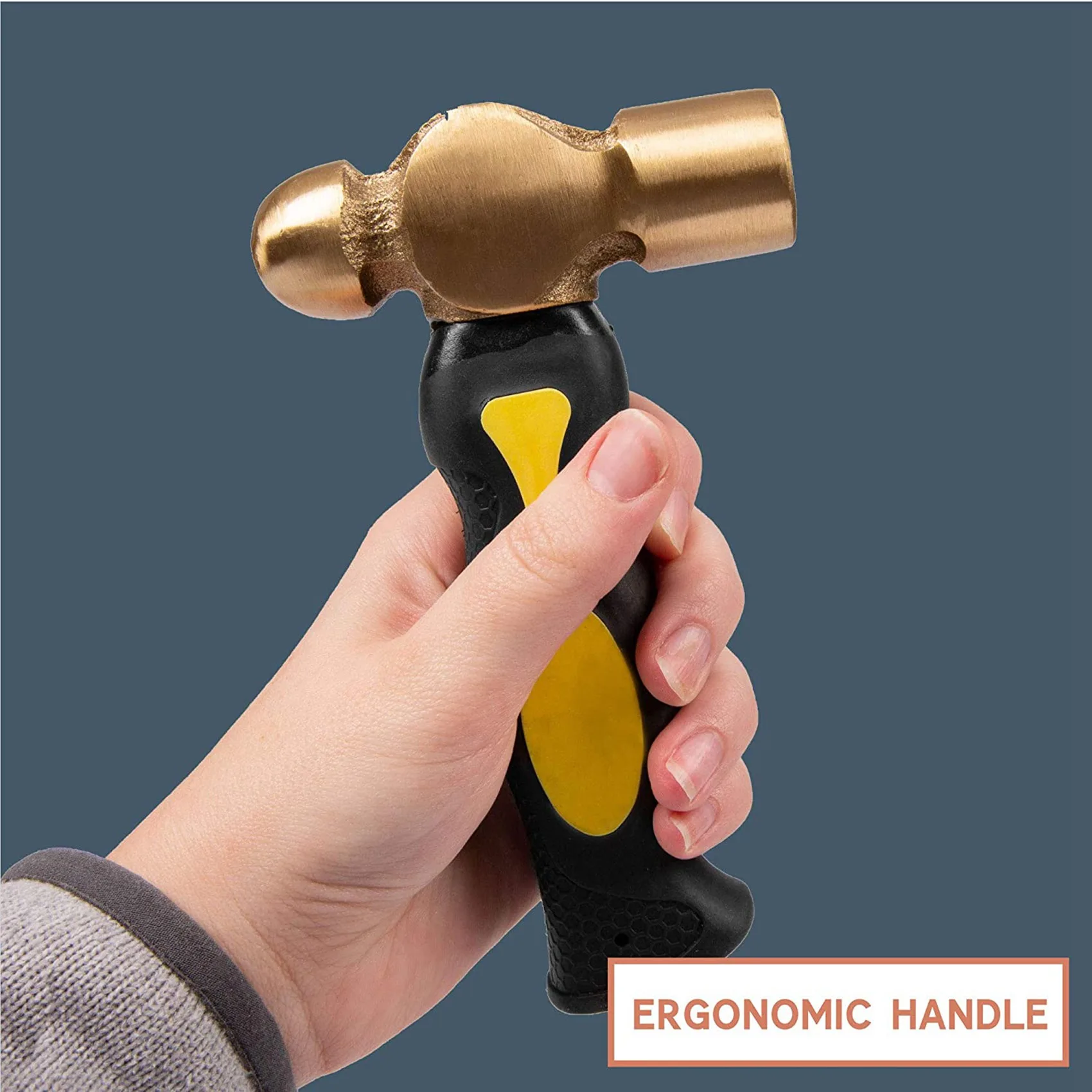 AA26P 1Lb Brass Metal Stamping Hammer Double-Face Mallet Heads Brass Hammer with Iron Anvil for DIY Crafts Arts Jewelry Making