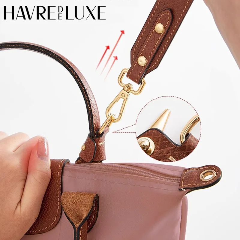 Leather bag shoulder strap for Longchamp pouch short handle small bag modification without punching strap bag accessories