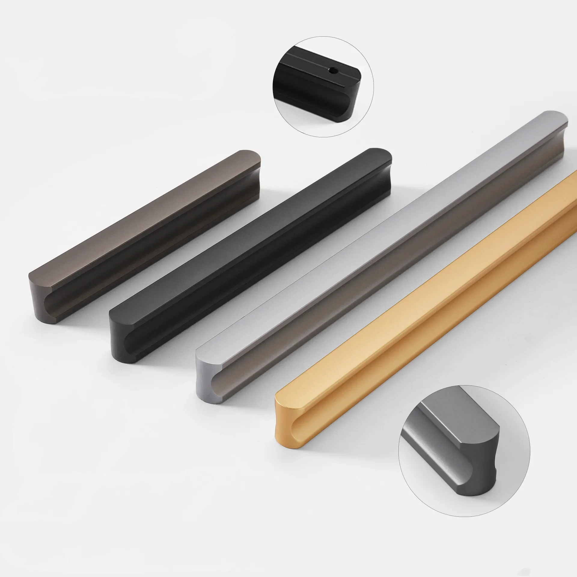 Aluminum Alloy Wardrobe Door Extended Handle Simple Black Gold Drawer Knob Gray Cabinet Furniture Handle Home Decoration