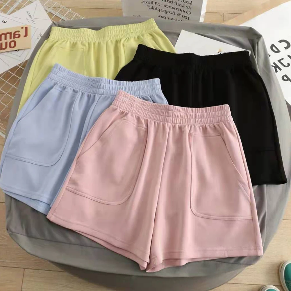 Short décontracté rose taille haute, nouvelle mode, matériau en Polyester, motif de couleur unie, vêtements toutes saisons