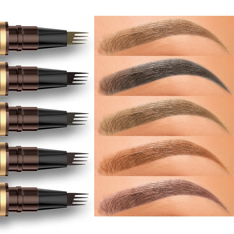 Eyeliner- und Vier-Spitzen-Augenbrauenstift-Set, wischfest, einfach aufzutragen, sanft auf empfindlichen Augen, geeignet für das tägliche Make-up