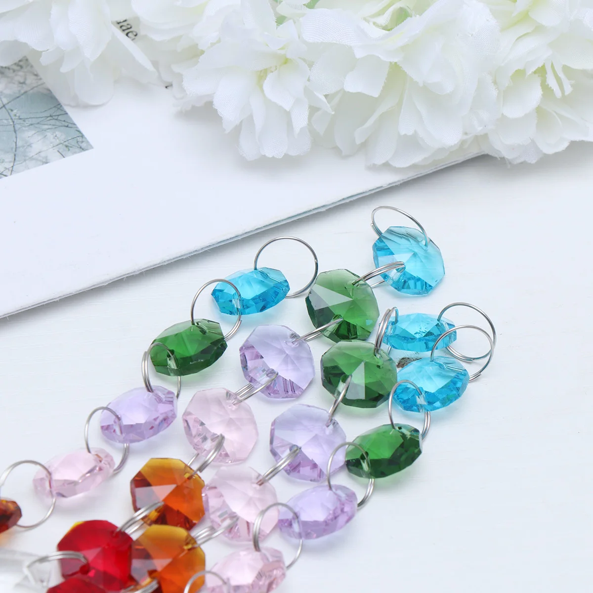 

4Pcs Crystal Pendant Ornaments Colorful Premium Quality for Christmas Wedding Baby Room Chandeliers Reflective Hanging Decor