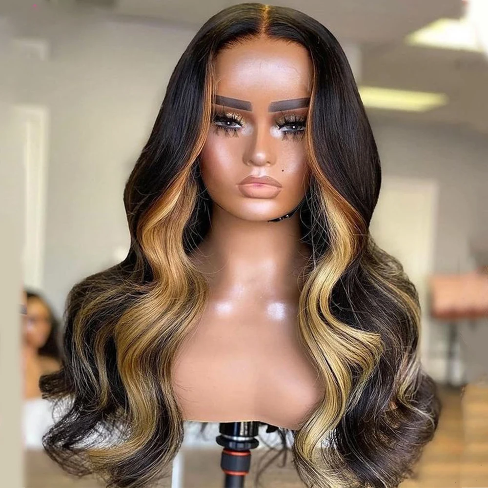 180Density 26inch Soft HighlightBlond Body Wave 5x5 Silk Base Preplucked Glueless Jewish Human BabyHair HDLace Wig European Hair