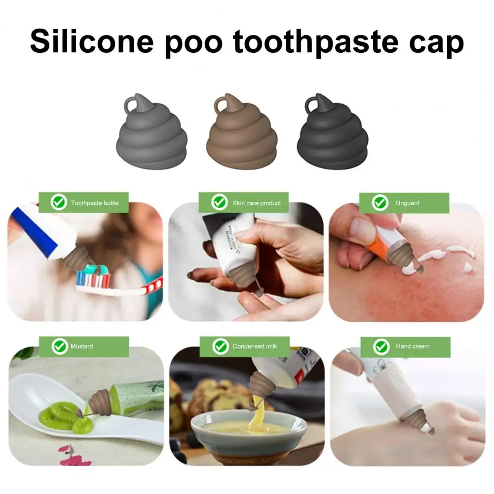 Novel Toothpaste Cover Novel Food-grade Silicone Poo Toothpaste Squeezer Hat Cover for Children Adults Fun Toothpaste Accessory