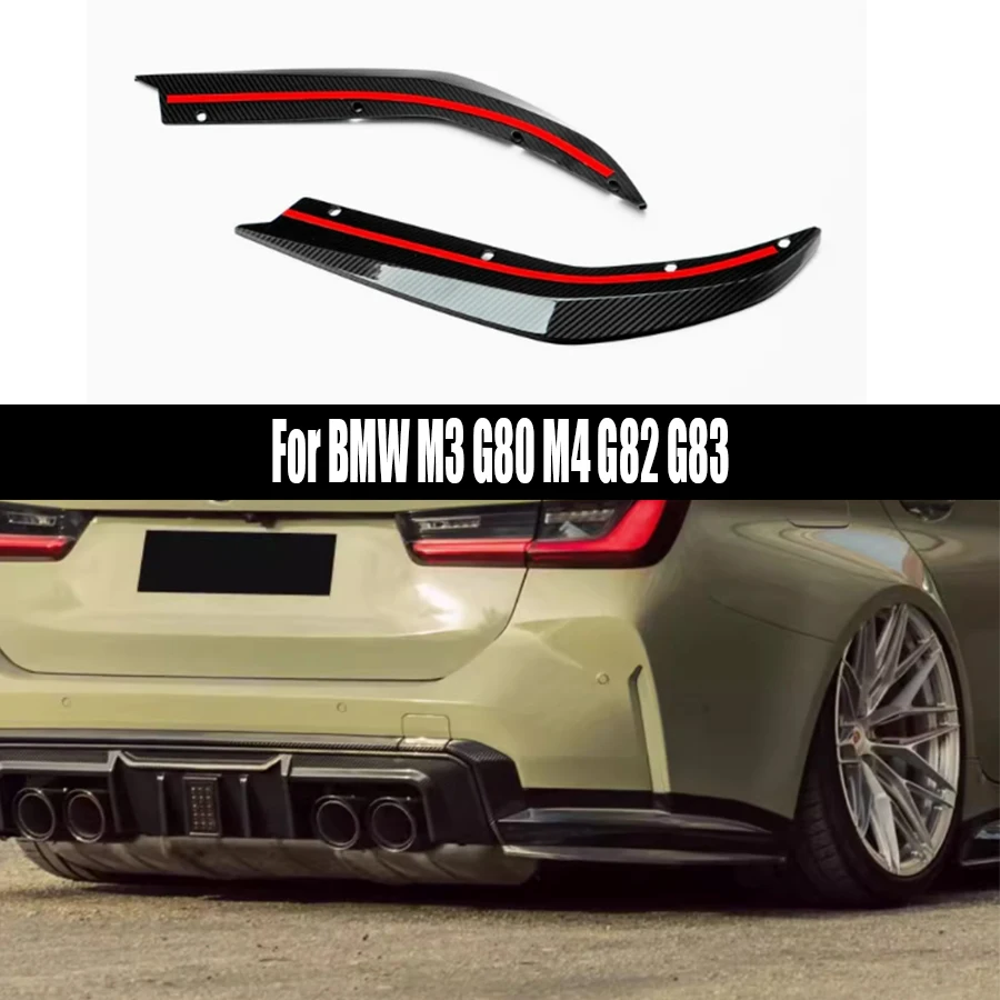 

For BMW M3 M4 G80 G82 G83 Dry Carbon Fiber wrap angle Car Rear Bumper Splitter Corner Trim Cover Rear Chin Upgrade auto parts