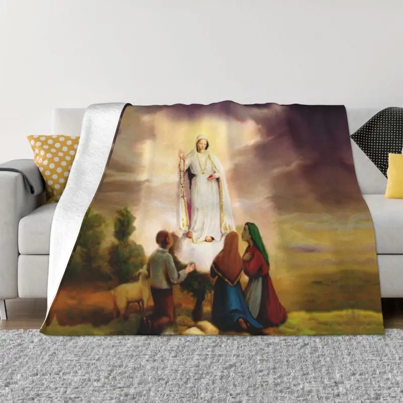 

Our Lady Of Fatima Ultra Fleece Throw Blanket Flannel Rosary Catholic Christian Virgin Mary Blankets Home Couch Bedspreads