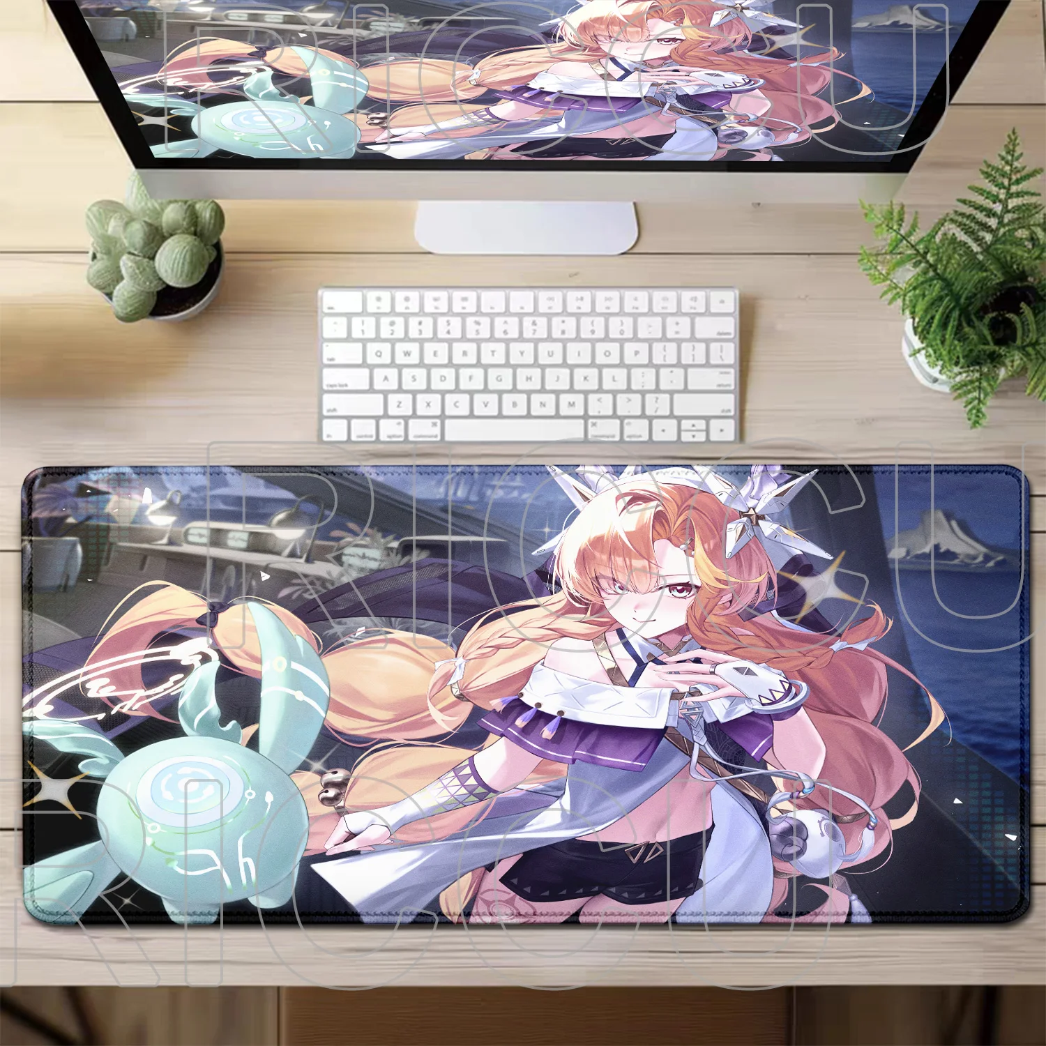 XXL Wuthering Waves Sigrika Computer-Gaming-Büro-Tastatur-Mauspad, Anime, rutschfeste Gummi-HD-Esports-Schreibtischunterlage, Teppich, erweiterbar – Detail 4
