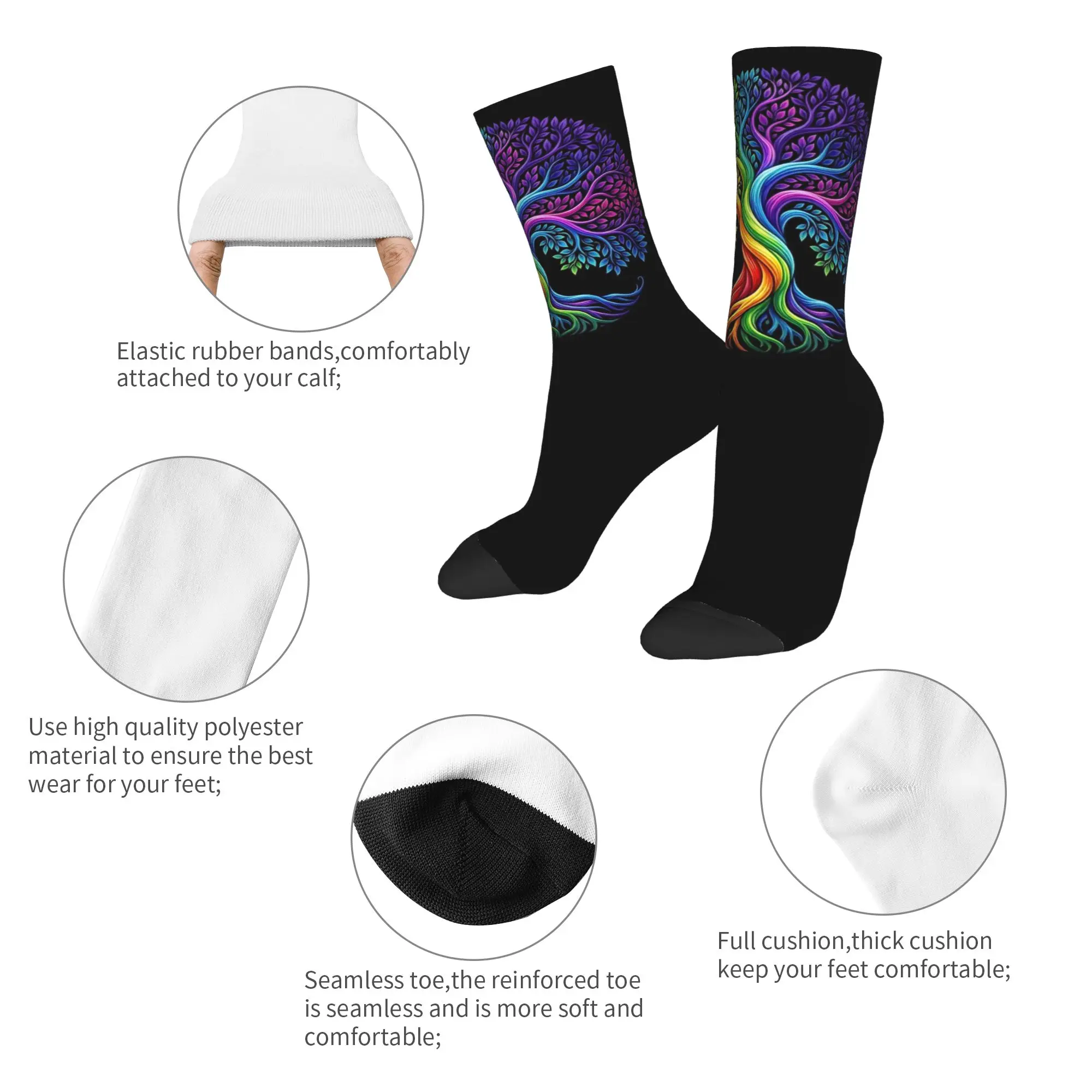 Autumn Winter Crazy Design Unisex Tree Life Rainbow LGBT Gay Pride Flag Ally Socks  Non-slip Soccer Socks