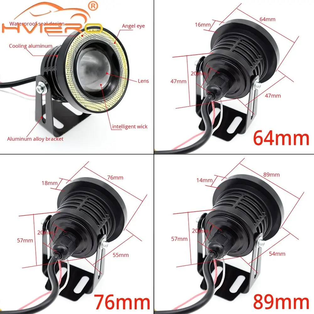 2X Car COB Auto DRL Led 12V HeadLamps Angel Eyes Fog Waterproof Headlights DRL Daytime Running DayLight Turn Signal Trunk Led image 6