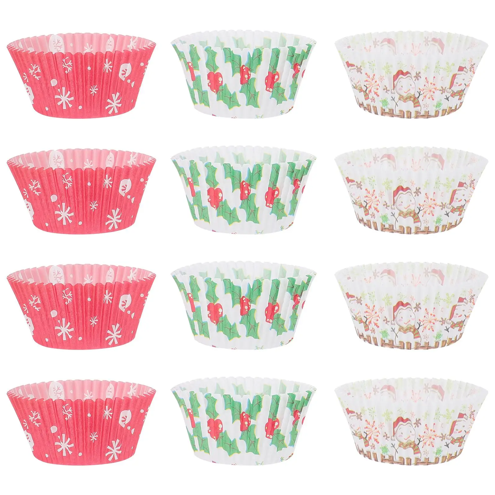 

375Pcs Christmas Cupcake Liners Paper Snowman Xmas Leaf Snowflakes Baking Cups Muffin Merry Christmas Cake Mold Paper Cups