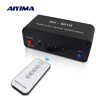 QTY 4 CH IR Infrared Remote Control Stereo Switch Audio Source 4 Ways Switcher AV Audio Signal 2 Channels 4 Input 1 Output