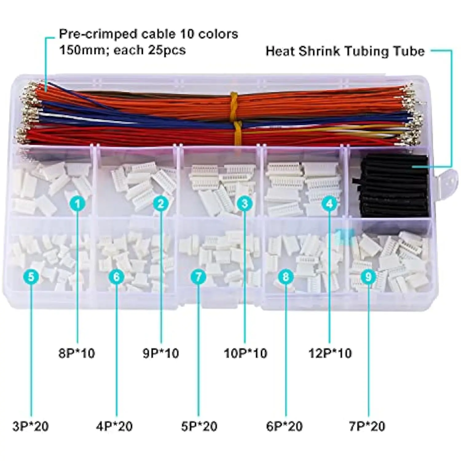 1.0mm Pitch JST-SH 1.0 Micro Connector with Premium 28AWG Pre-Crimped Cables,SH 1.0mm Connector Housing (SH-Kit)