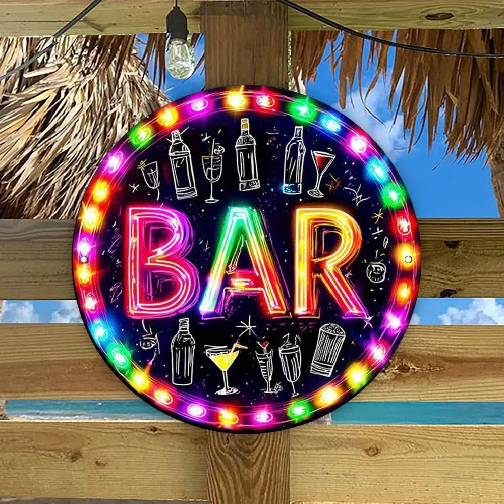 Acrylic Painting Neon Glow BAR Sign with Cocktail and Bottle Illustrations Colorful LED Effect Wall Decor for Home Bar Pub Club view 4