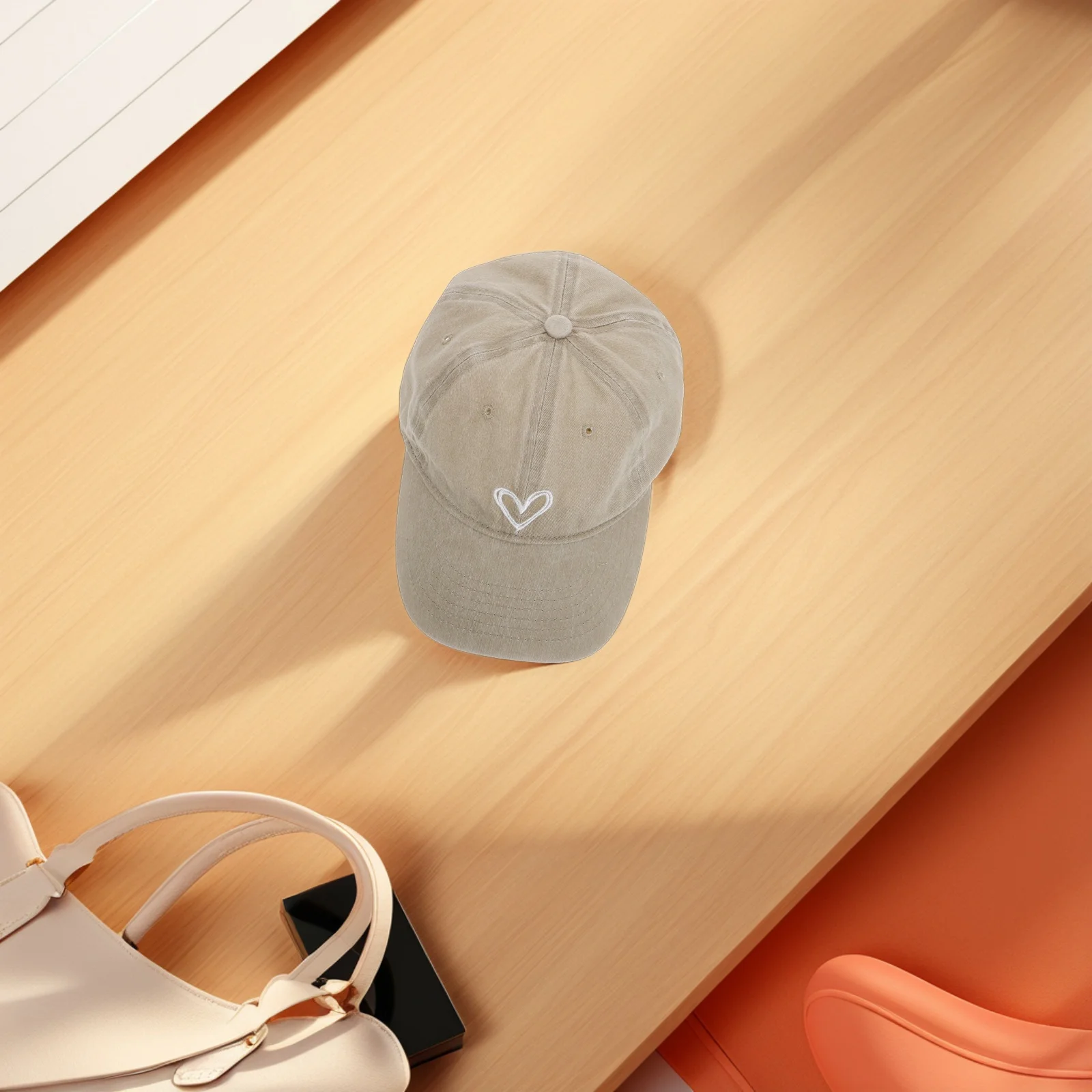 قبعة بيسبول عصرية كلاسيكية للنساء من القطن المغسول للحماية من الشمس مع قبعة كلاسيكية مطبوعة على شكل قلب للسفر والاستخدام اليومي