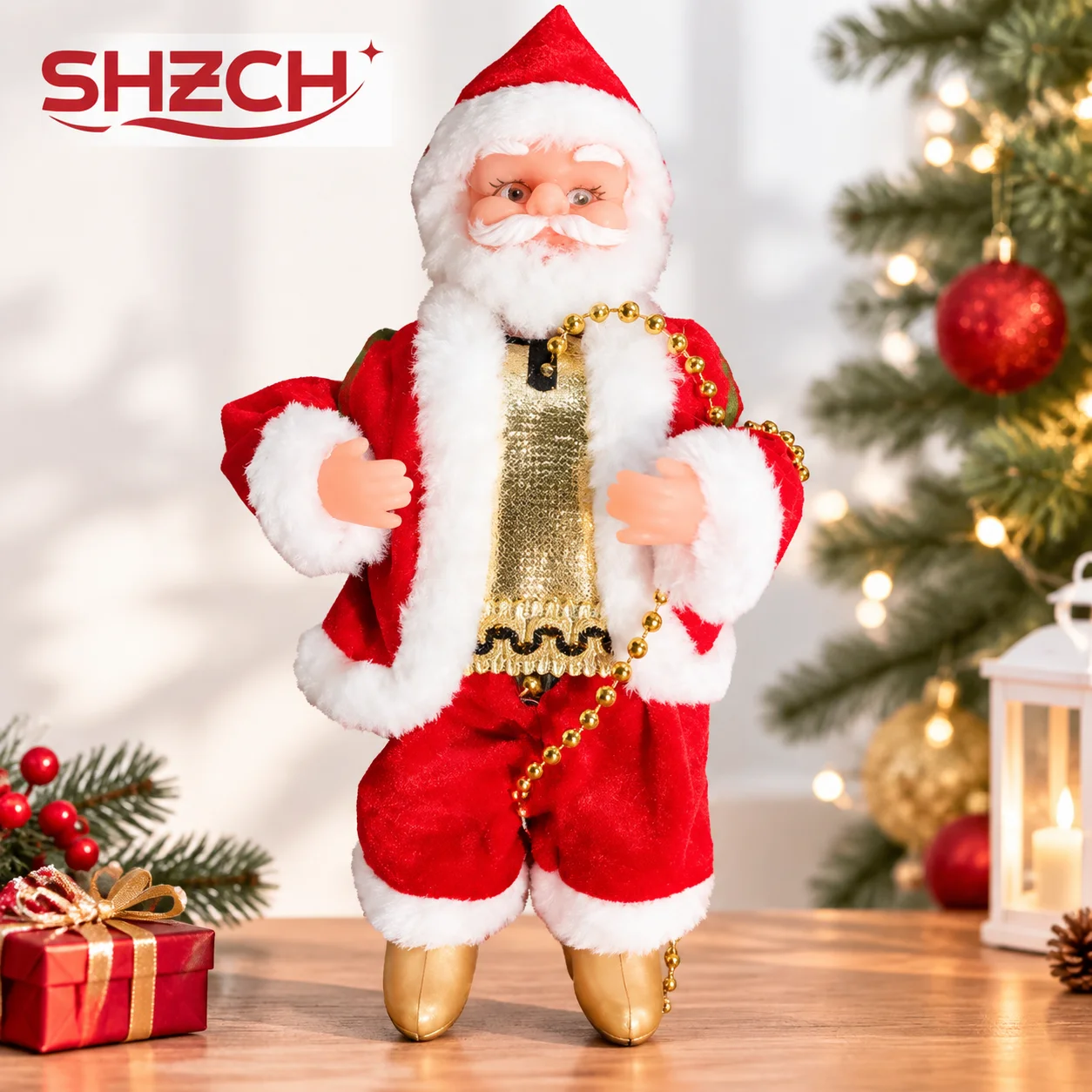 Battery Operated Rope Climbing Santa Claus musical Toys For Christmas Tree Hanging Pendant Ornament Decor X-mas Decorations