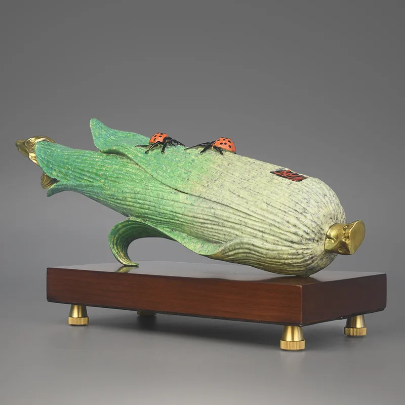 Hxl all-copper gold and jade ornaments corn golden cicada crafts living room decorations