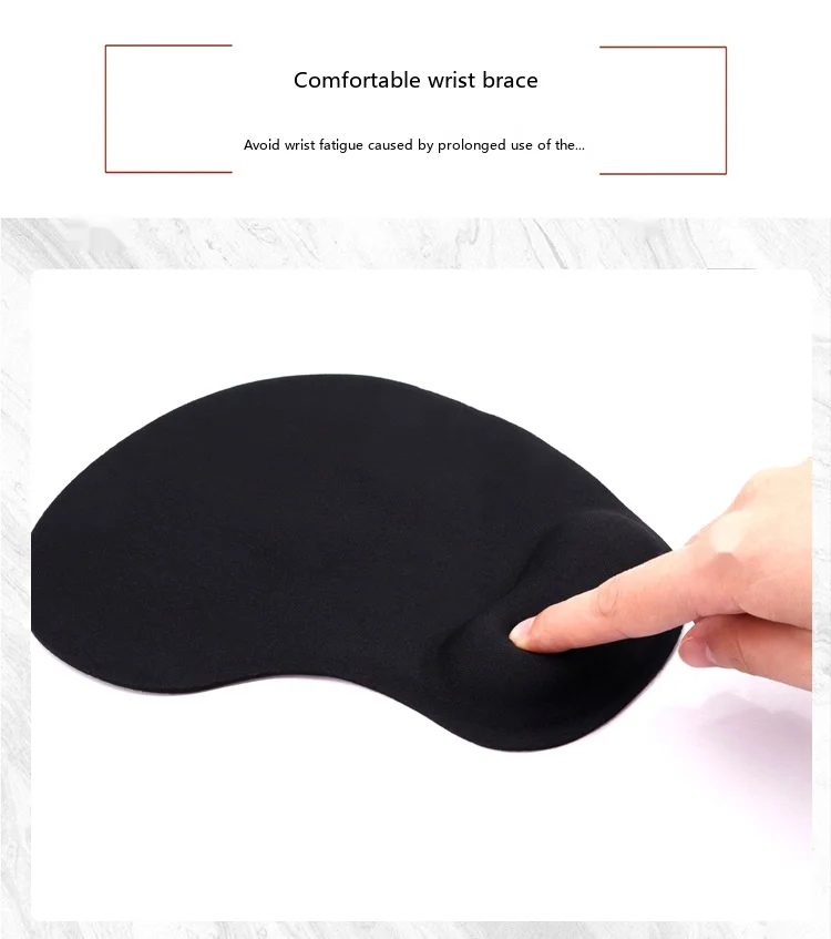 Ultra Dünne SBR Handgelenkauflage Mauspad Leichtgewicht Schwarz Ergonomisch Rutschfeste Schreibtischunterlage Büro Gaming – Detail 3