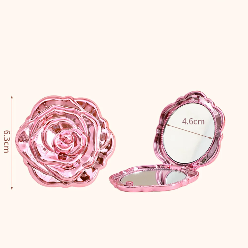 1pc Creative Fashion Folding Rose Shape Makeup Mirror Dual-Sided Portable Cosmetic Mirror Elegant Travel Handheld Mirror For Wom