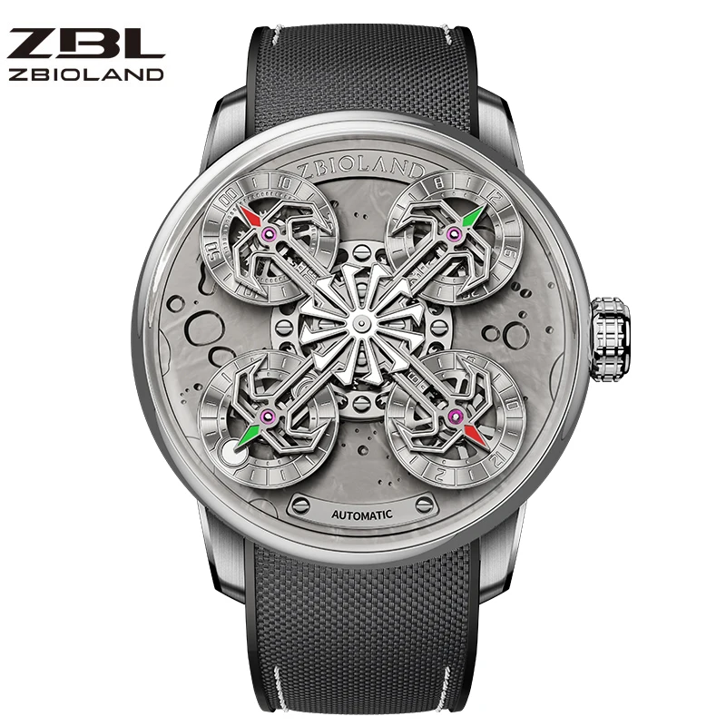 Édition limitée personnalisée ZBL1003 Concept de roue étoile aérospatiale montre mécanique à quatre platines montre lumineuse étanche