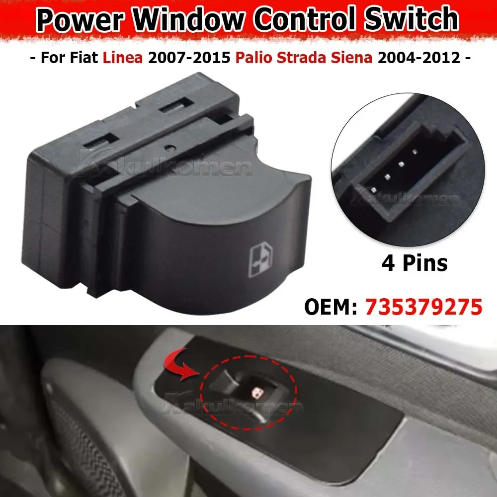 735379275 سيارة واحدة رافع الطاقة الكهربائية نافذة التبديل زر واحد لشركة فيات لينيا 2007 2008 2009 2010 2011 2012 2013-2015