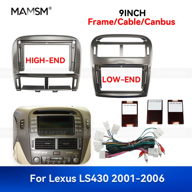 

MAMSM 9 inch For Lexus LS430 2001-2006 Android Car Radio Fascia Stereo Frame GPS MP4 Multimedia Wiring Harness Canbus Box kit