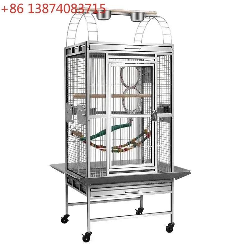 2025 hot sale Stainless Steel Parrot Cage Medium Large Bird Cottage Extra Large Space Parrot Breeding Cage with Wheels 51*61*152