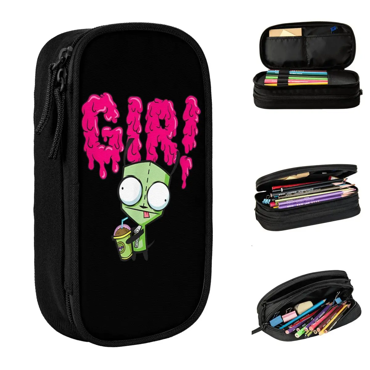 Invader Zim Gir Slime Slush Pencil Cases Pencilcases Pen Holder for Student Big Capacity Bags School Supplies Gifts Stationery