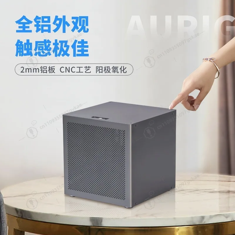 Auriga 6‑Disk NAS Storage Chassis, 2mm Thick Anodized Aluminum Desktop Computer Case Supporting MATX Motherboard and ATX Power