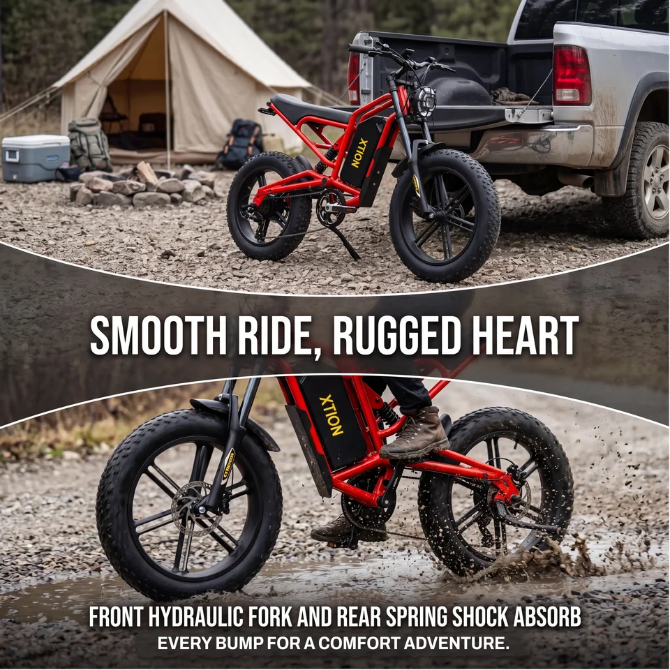 60V 21Ah Electric Bike for Adults, 750W (1500W Peak) Ebike, 35MPH & 50 Miles Range, 20" Fat Tire Mountain Commuter E-Bike, UL image 4