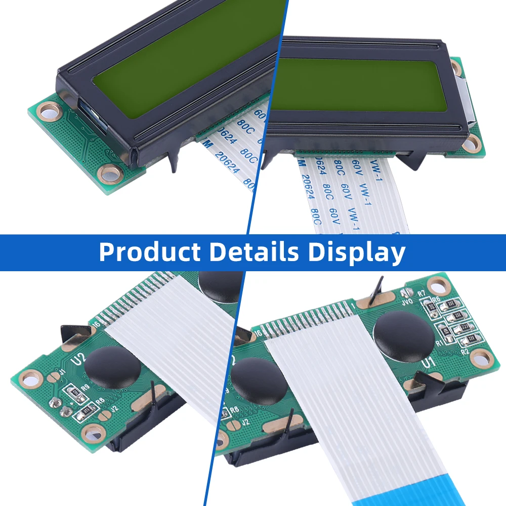 European Yellow Green Film 1602A-20-1A Character Dot Matrix Screen  Fpc25MM 53X20MM Multilingual Module Character LCD Module