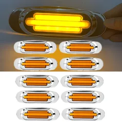 10PCS Waterproof 16-LED Trailer RV Side Marker Turn Signal Lights Chrome 12V-24V LED Side Mirror Marker Light for Semi Trucks