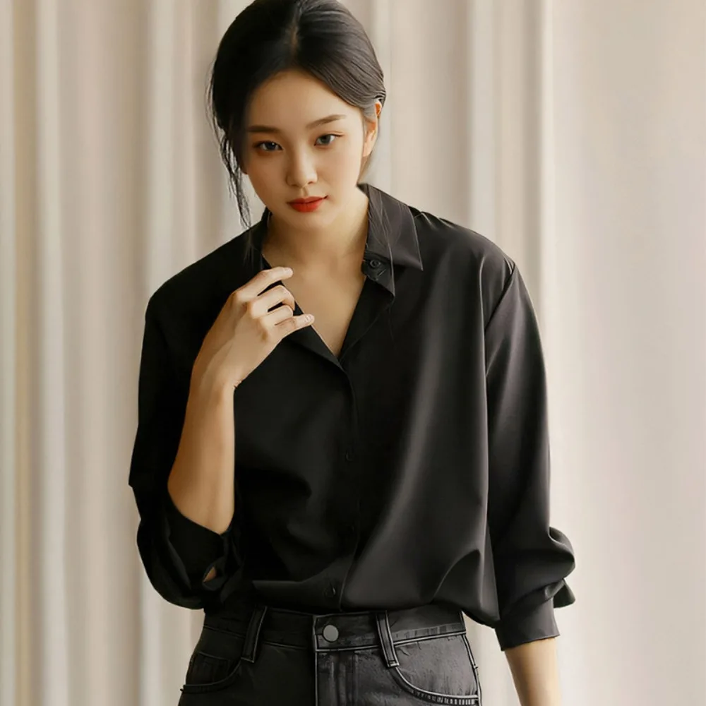 

Женская свободная универсальная белая рубашка в корейском стиле для поездок на работу