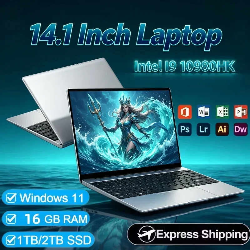 14.1 Inch Laptop Intel Core I9‑10980HK Windows 11 32GB RAM 2TB SSD Ultra‑Thin Notebook For Home Daily Entertainment Work